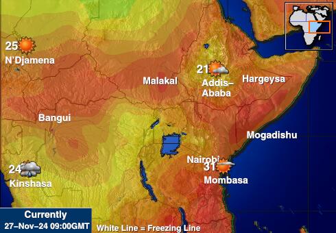 Djibouti Harta temperaturii vremii 