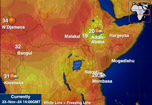 Djibouti Carte des températures de Météo 