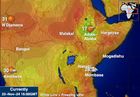 Djibouti Wetter Temperaturkarte 