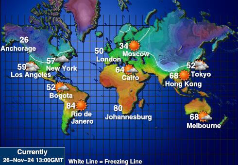 Ida-Timor Ilm temperatuur kaart 