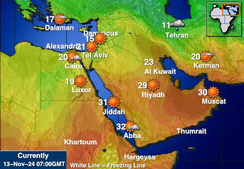 Eritrea Mapa de temperatura Tiempo 