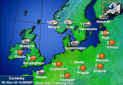 Estonia Mapa temperatura Tempo 