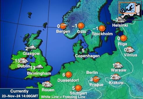 Estonie Carte des températures de Météo 