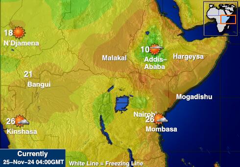 Etiópia Időjárás hőmérséklet térképen 
