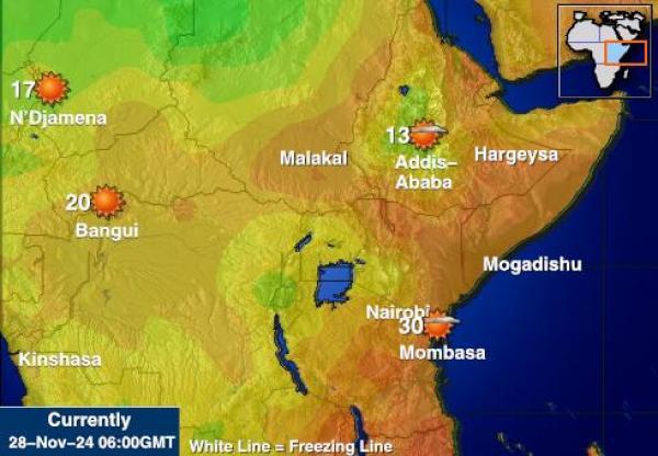 Etiopia Temperatura Mapa pogody 