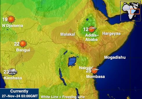 Ethiopia Bản đồ nhiệt độ thời tiết 