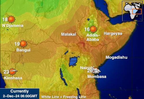 Etiopía Mapa de temperatura Tiempo 