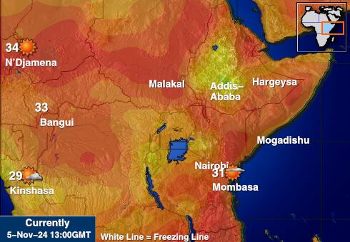 Ethiopia Bản đồ nhiệt độ thời tiết 