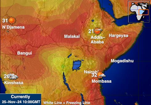 Ethiopia Mapa temperatura Tempo 