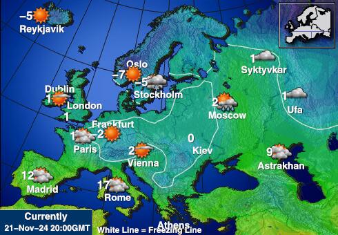 Europa Weer temperatuur kaart 