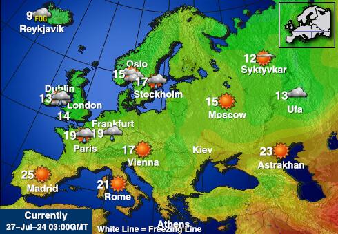 Evropa Vreme Temperatura Zemljevid 
