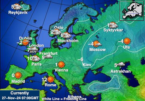 Europa Vejret temperatur kort 