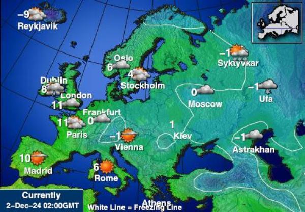 Europa Mapa de temperatura Tiempo 