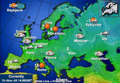 Europa Vremenska prognoza, Temperatura, karta 