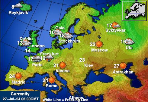 यूरोपीय संघ मौसम का तापमान मानचित्र 