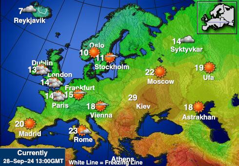 Europska Unija Vremenska prognoza, Temperatura, karta 