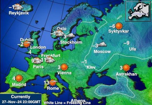 Unia Europejska Temperatura Mapa pogody 