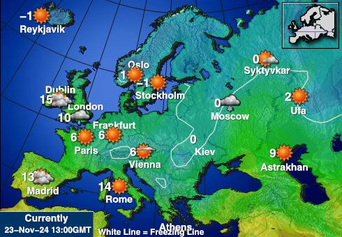 Europska Unija Vremenska prognoza, Temperatura, karta 