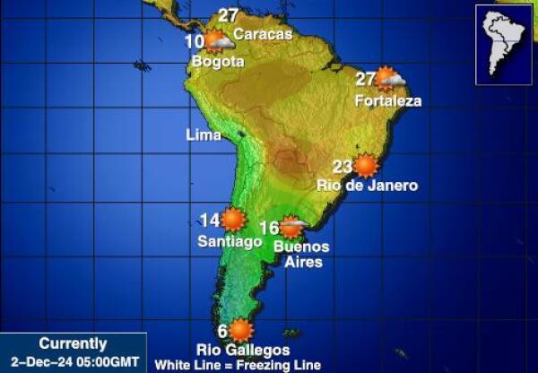 Islas Malvinas (Falkland) Mapa de temperatura Tiempo 