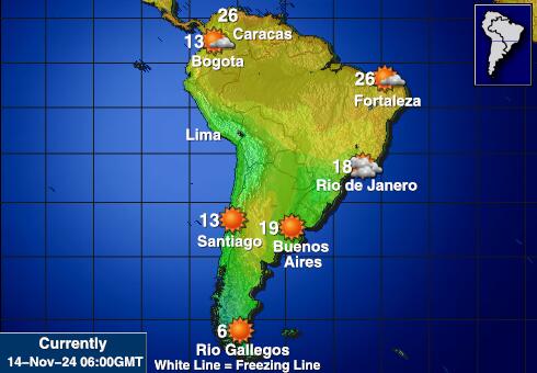 Islas Malvinas (Falkland) Mapa de temperatura Tiempo 