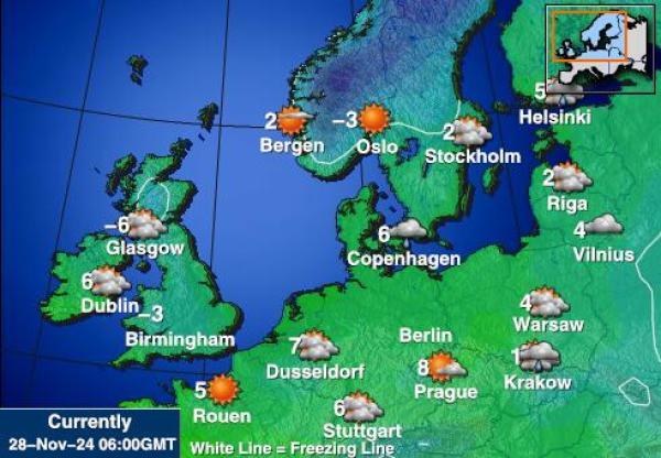 Wyspy Owcze Temperatura Mapa pogody 