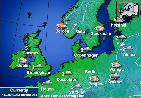 Islas Faroe Mapa de temperatura Tiempo 