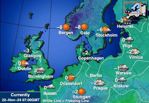 Faeröer Weer temperatuur kaart 