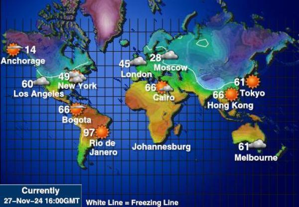 Fidji Carte des températures de Météo 