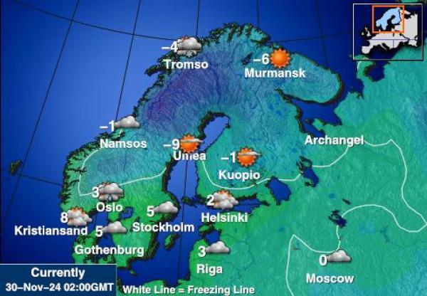 Finlanda Harta temperaturii vremii 