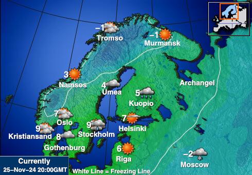 Finland Weer temperatuur kaart 