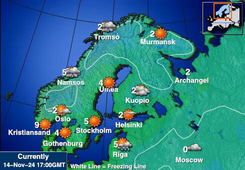 Finlandia Mapa de temperatura Tiempo 