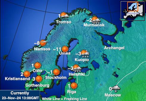 Finlande Carte des températures de Météo 