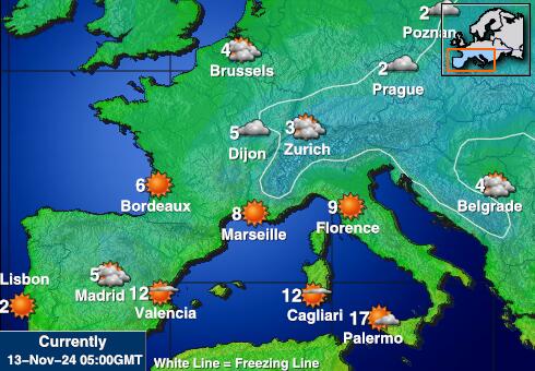 Francuska Vremenska prognoza, Temperatura, karta 