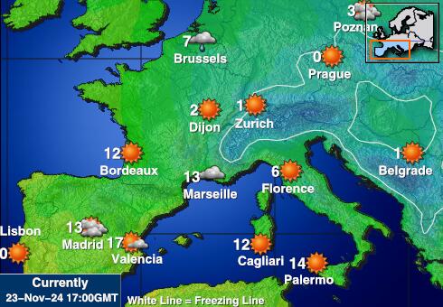 Frankreich Wetter Temperaturkarte 