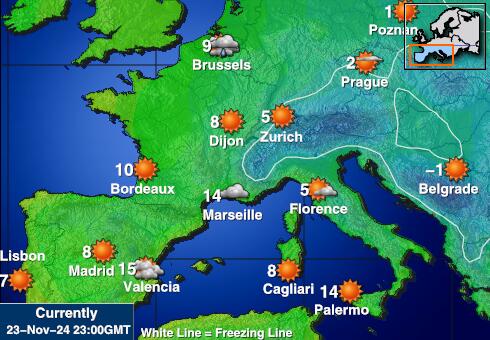 Francuska Vremenska prognoza, Temperatura, karta 