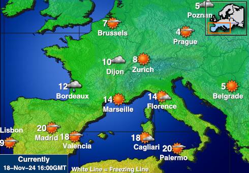 Francija Vreme Temperatura Zemljevid 