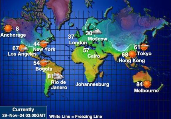 French Polynesia Mapa temperatura Tempo 