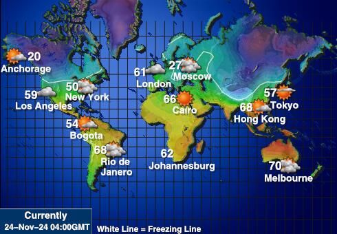 法国南部领土 天气温度图 