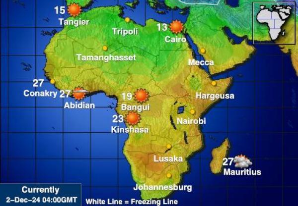 Gabón Mapa de temperatura Tiempo 