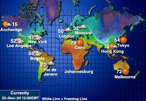 Géorgie Carte des températures de Météo 