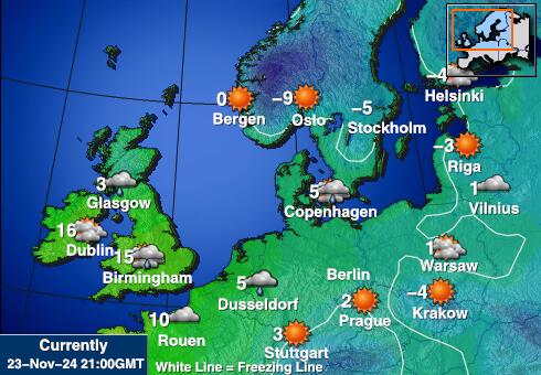 Njemačka Vremenska prognoza, Temperatura, karta 