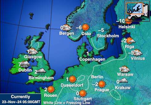 Allemagne Carte des températures de Météo 