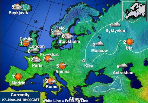 Gibraltar Harta temperaturii vremii 