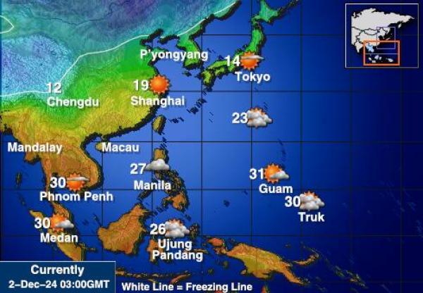 Hong Kong Mapa de temperatura Tiempo 