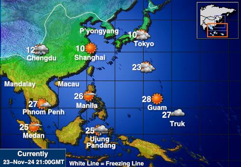 Hong Kong Vremenska prognoza, Temperatura, karta 