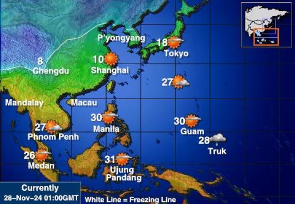 Hongkong Mapa počasí teplota 