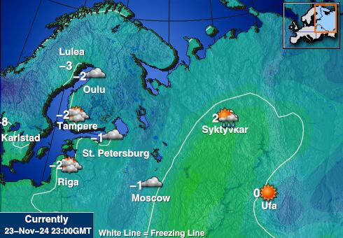 Mađarska Vremenska prognoza, Temperatura, karta 