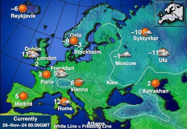 Island Vremenska prognoza, Temperatura, karta 