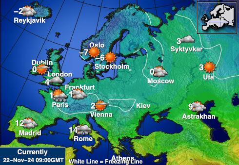 IJsland Weer temperatuur kaart 