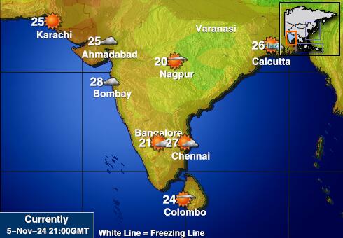 Indija Vremenska prognoza, Temperatura, karta 
